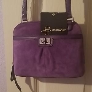 Purple suede crossbody purse